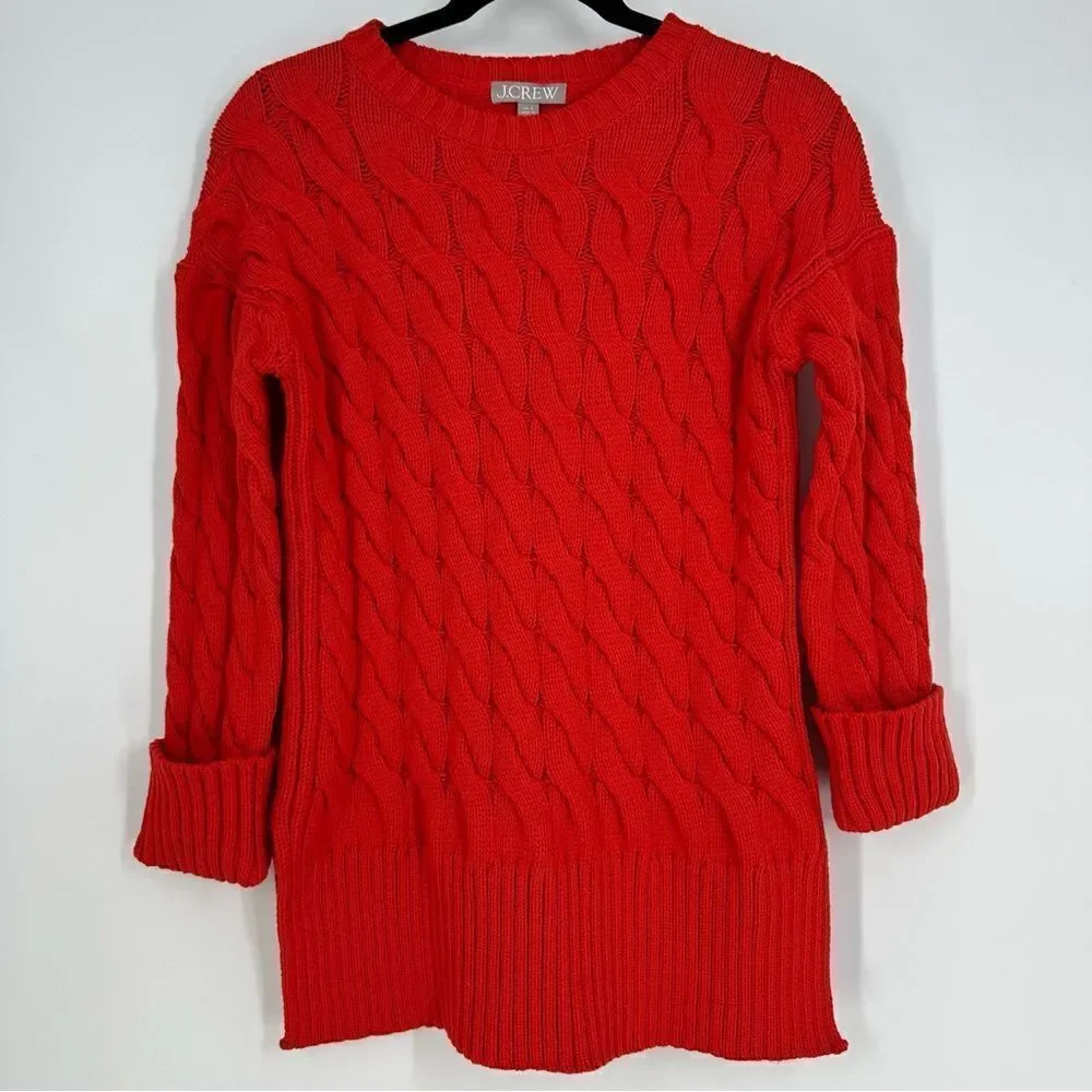J. CREW Women’s Cable Knit Sweater Sz XS-S in Scarlett